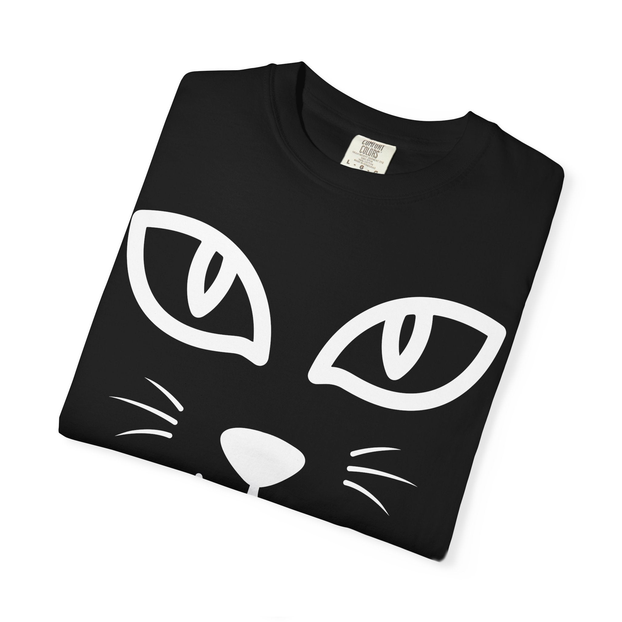 Cat Face T-Shirt — Minimal Halloween Cat Graphic Tee