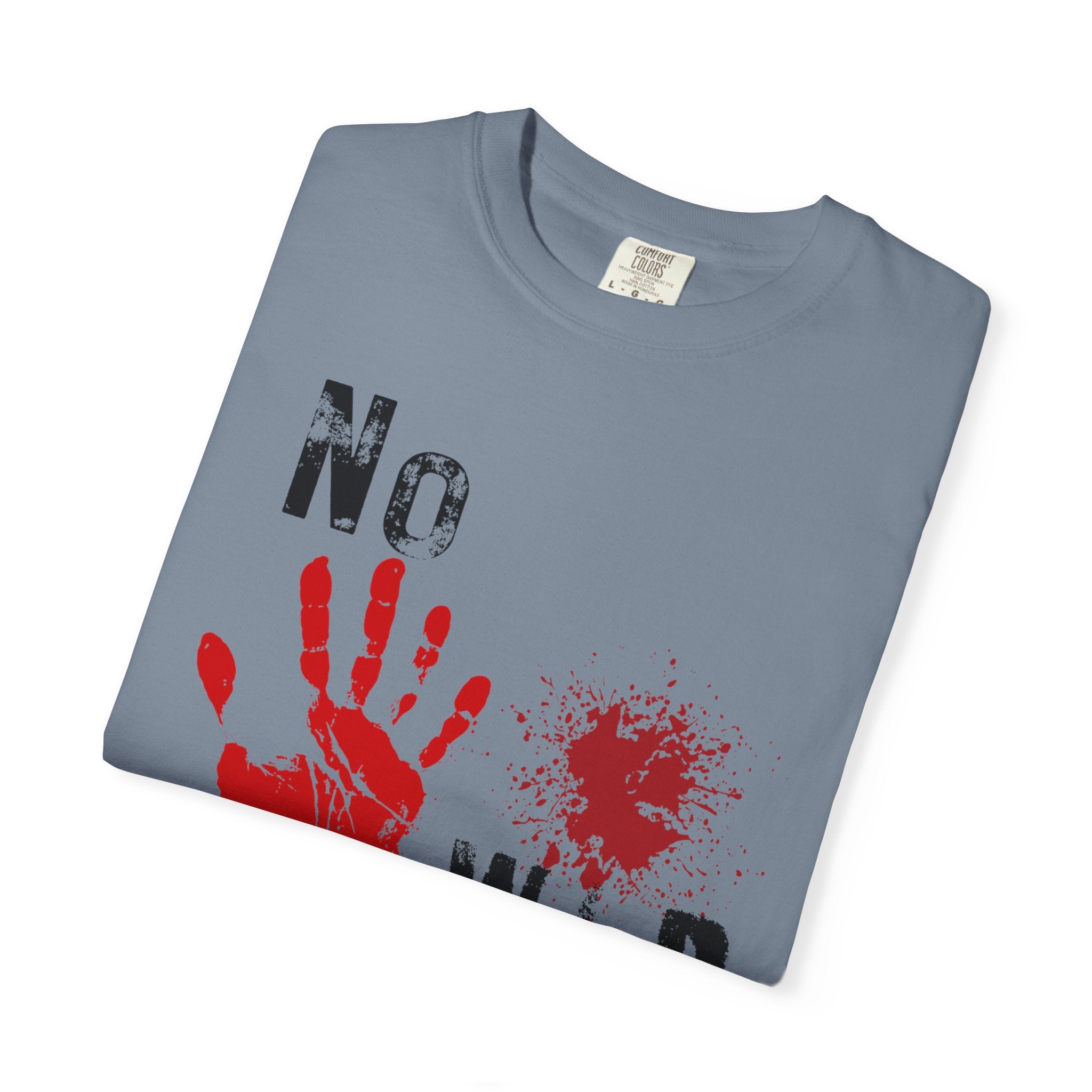 T-Shirt — "No War" Graphic Tee with Red Handprint