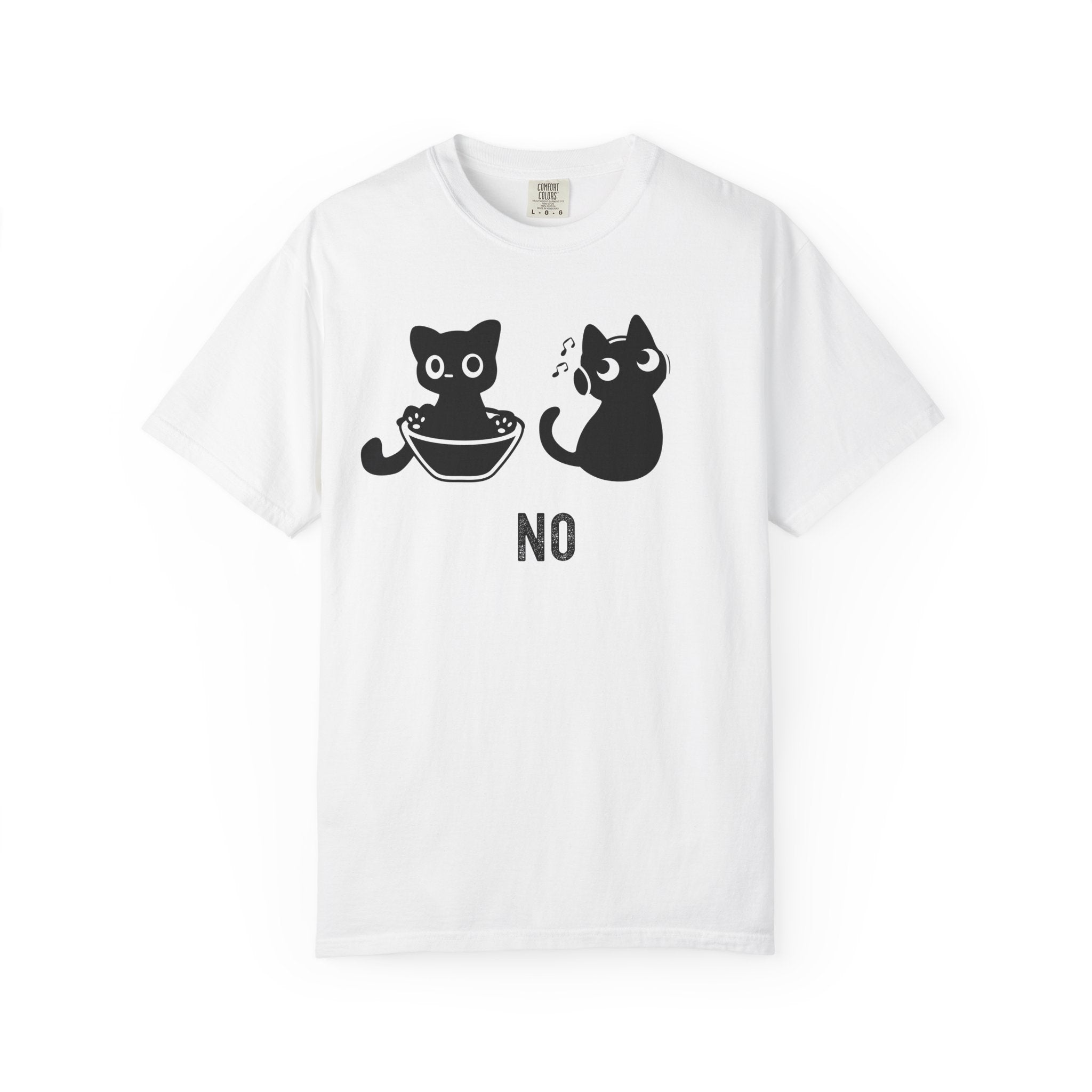 Cat 'No' Graphic T-Shirt — Cute Black Cat Illustration Tee