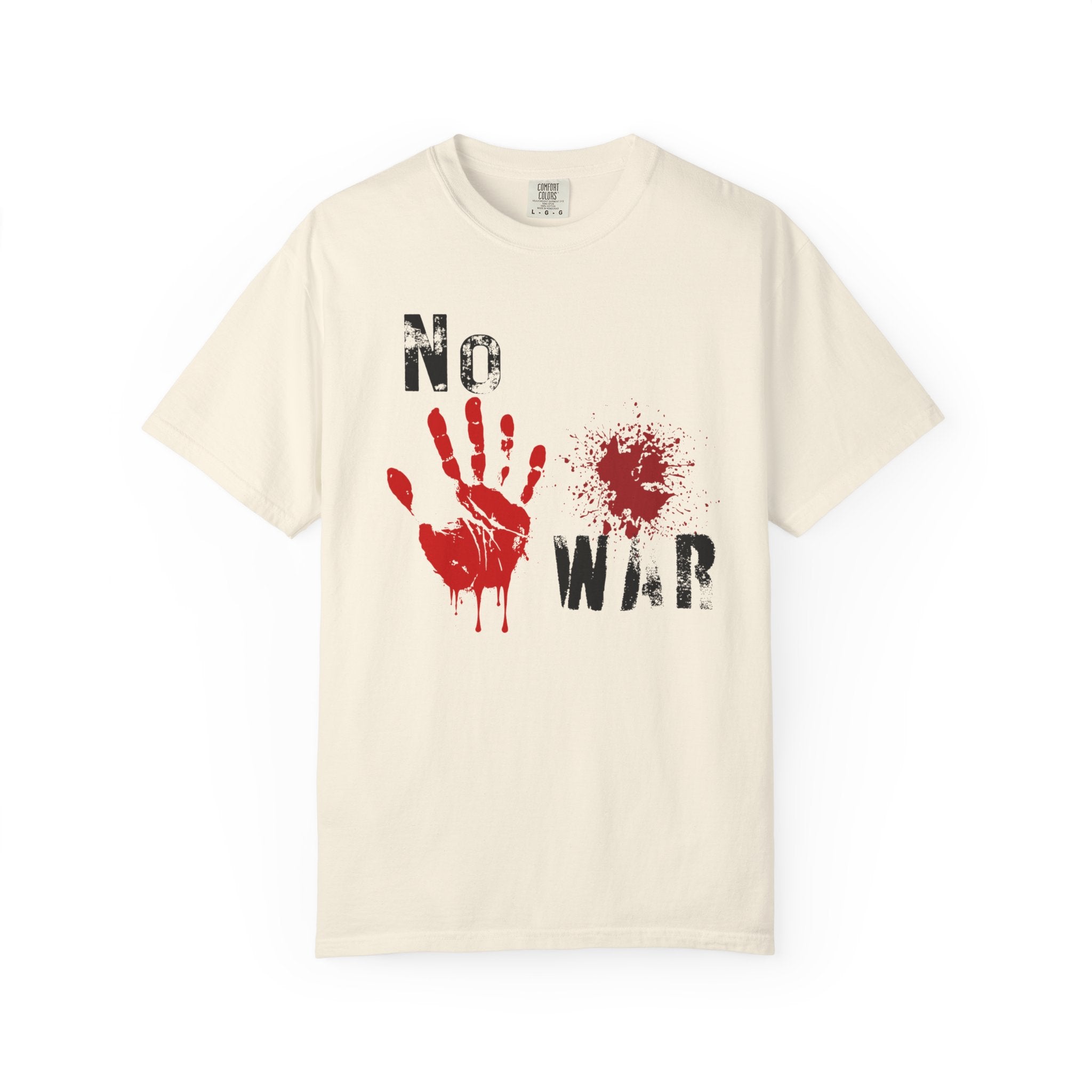 T-Shirt — "No War" Graphic Tee with Red Handprint
