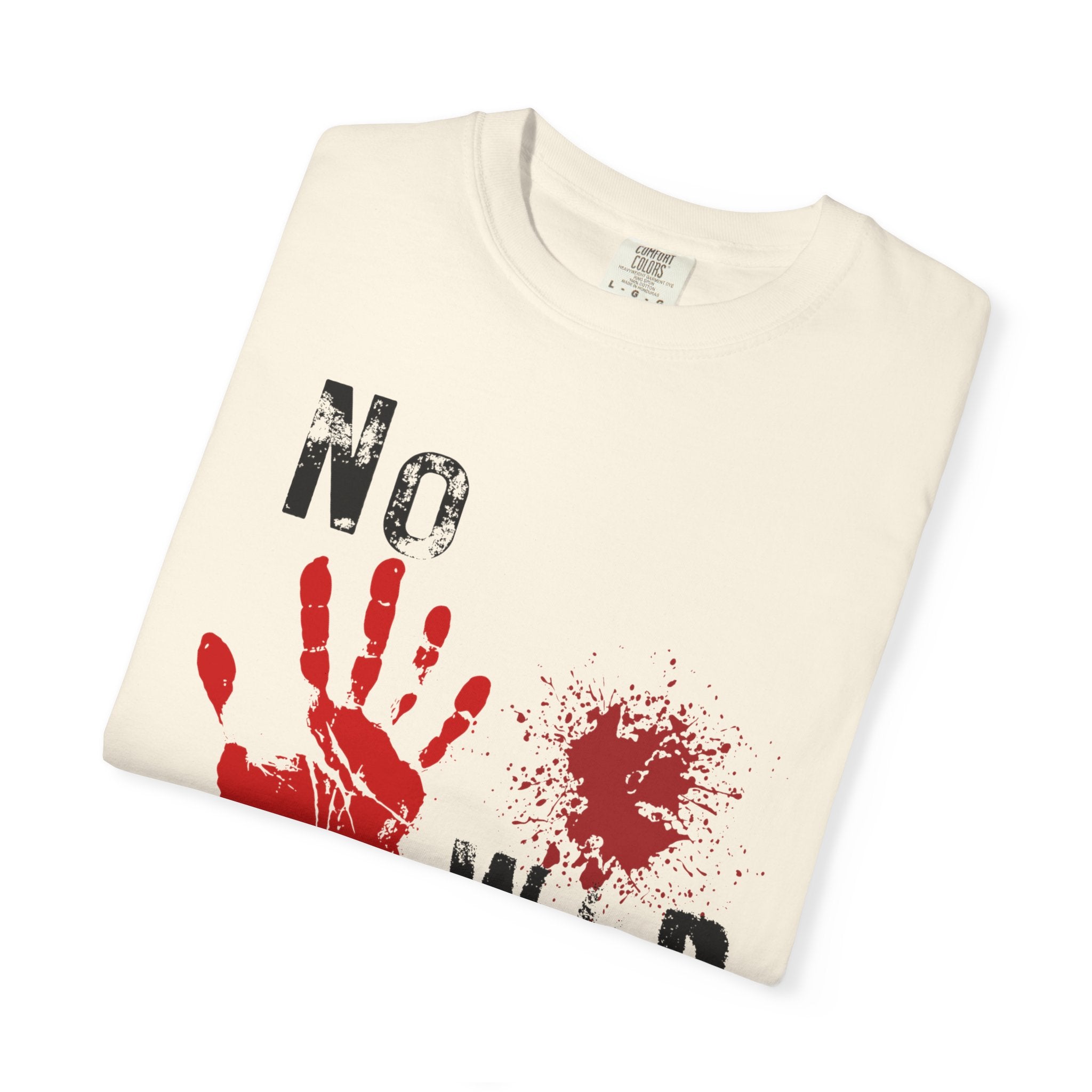 T-Shirt — "No War" Graphic Tee with Red Handprint