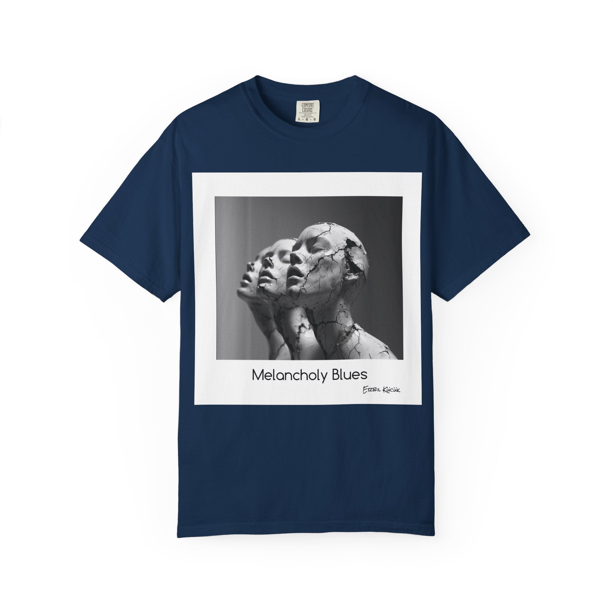 Unisex Garment-Dyed T-shirt - 'Melancholy Blues' Artistic Tee