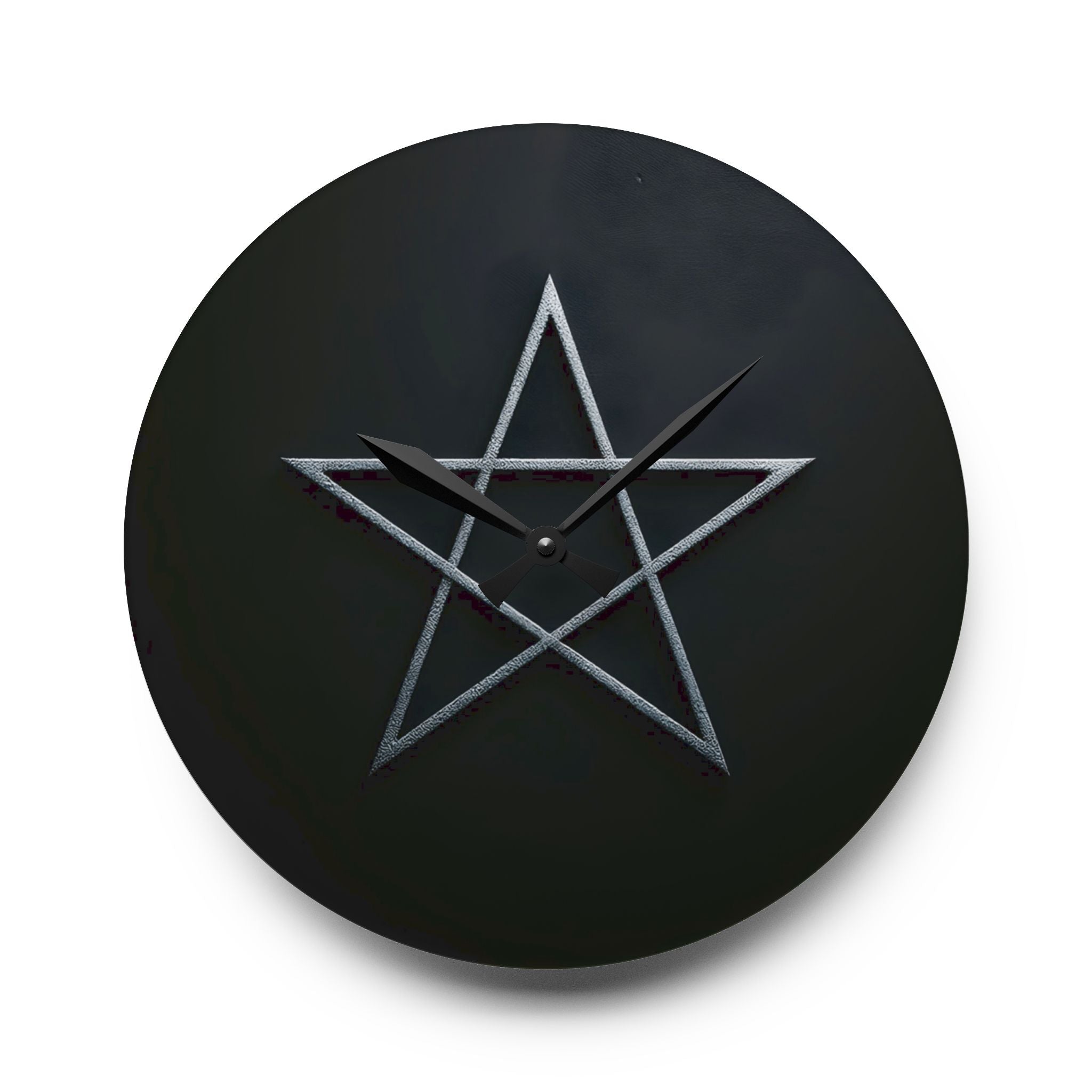 Pentagram Acrylic Wall Clock — Modern Gothic Black Decor
