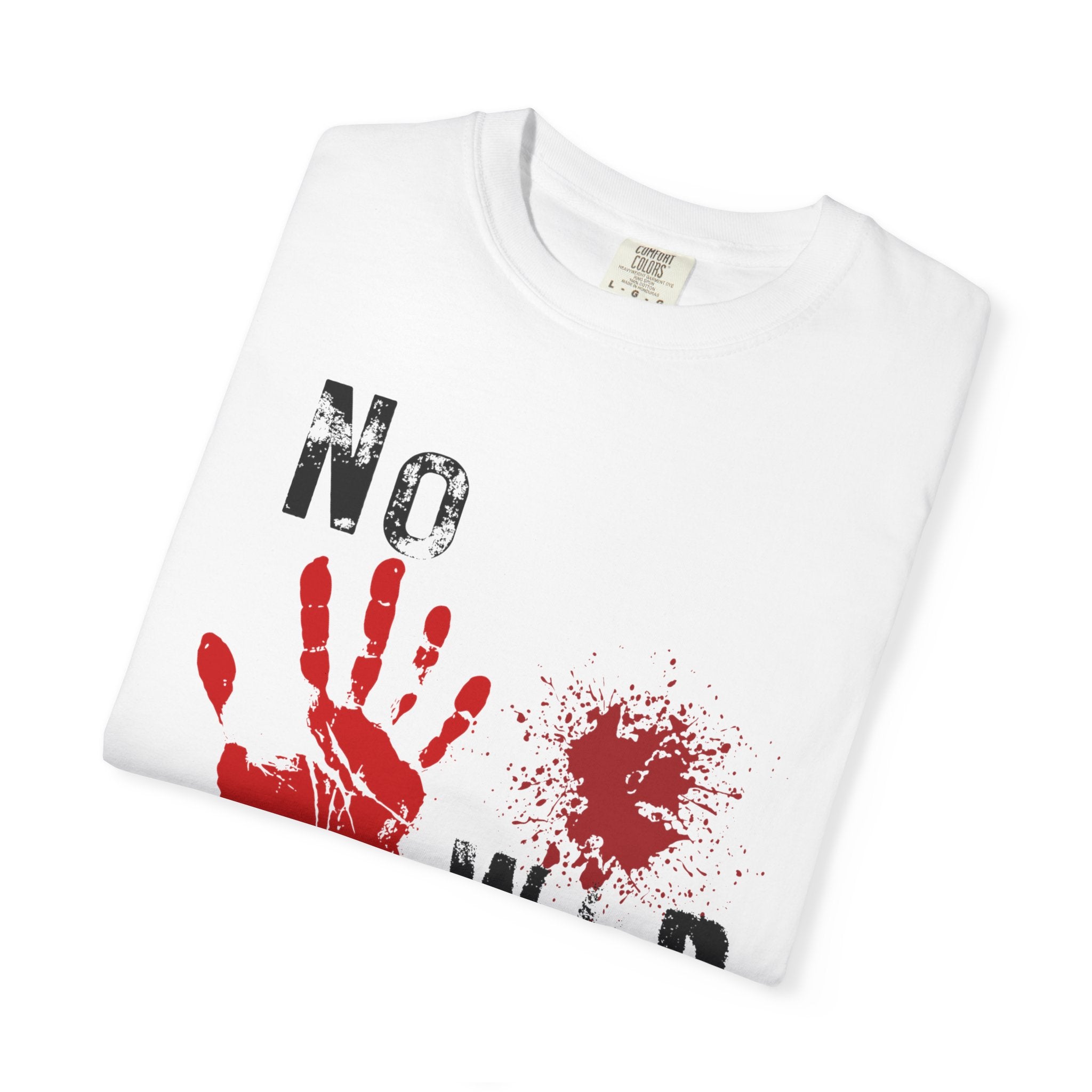 T-Shirt — "No War" Graphic Tee with Red Handprint