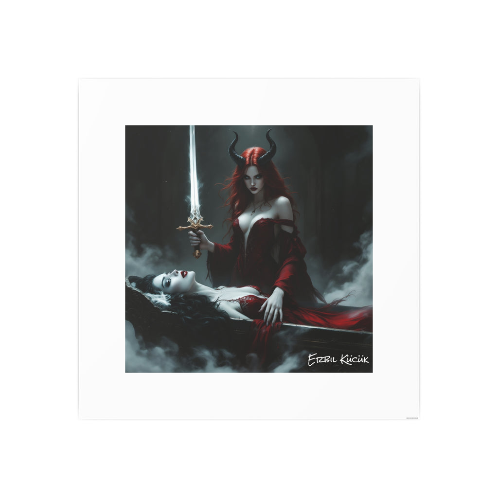 Dark Fantasy Art Poster — Demoness with Sword Photographic Print
