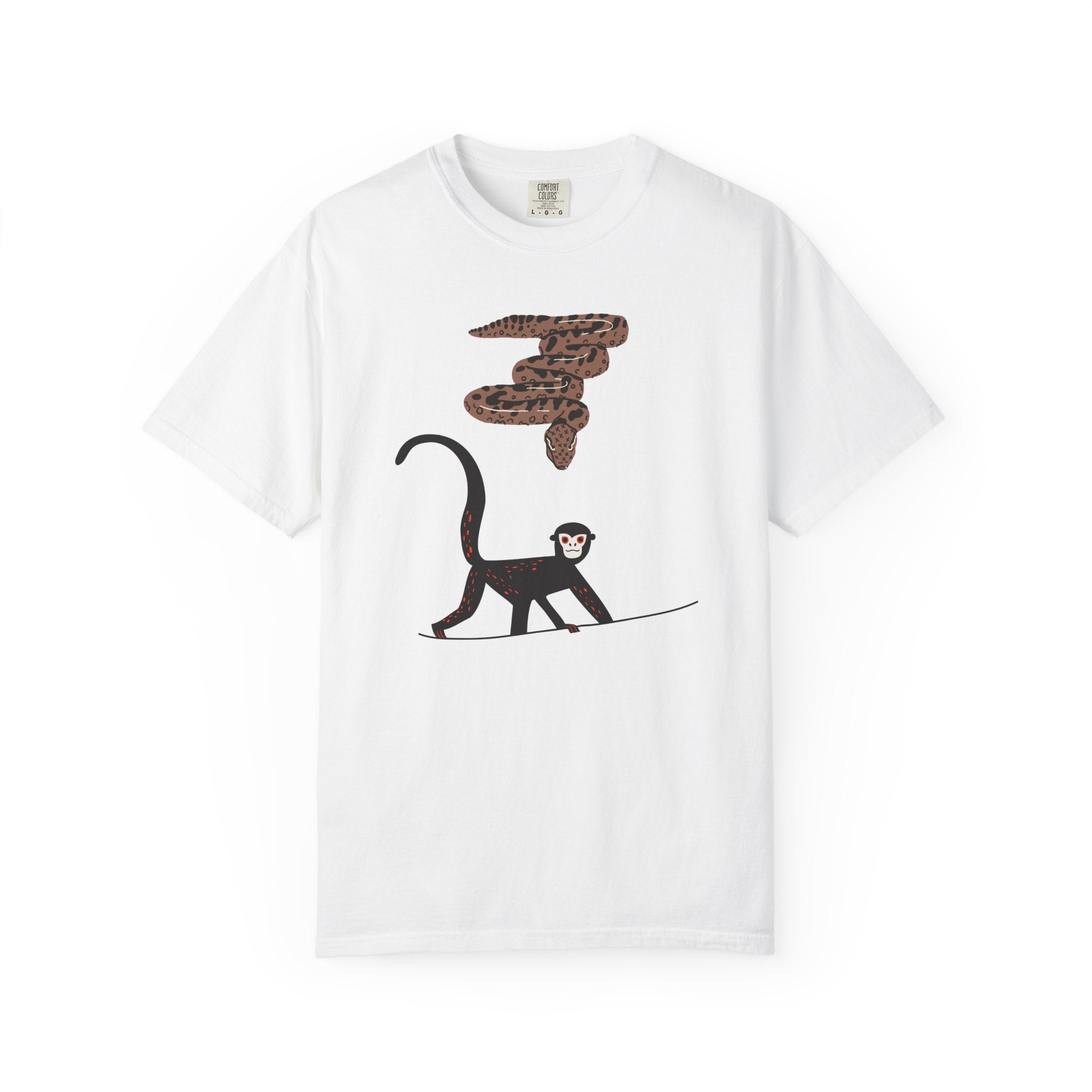 Monkey & Snake Graphic T-Shirt — Playful Wildlife Tee