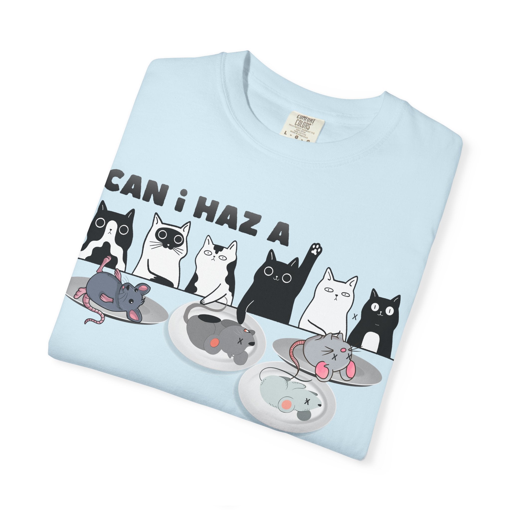 Cat Cheeseburger T-Shirt — “Can I Haz a Cheeseburger!” Cute Cat Humor Tee