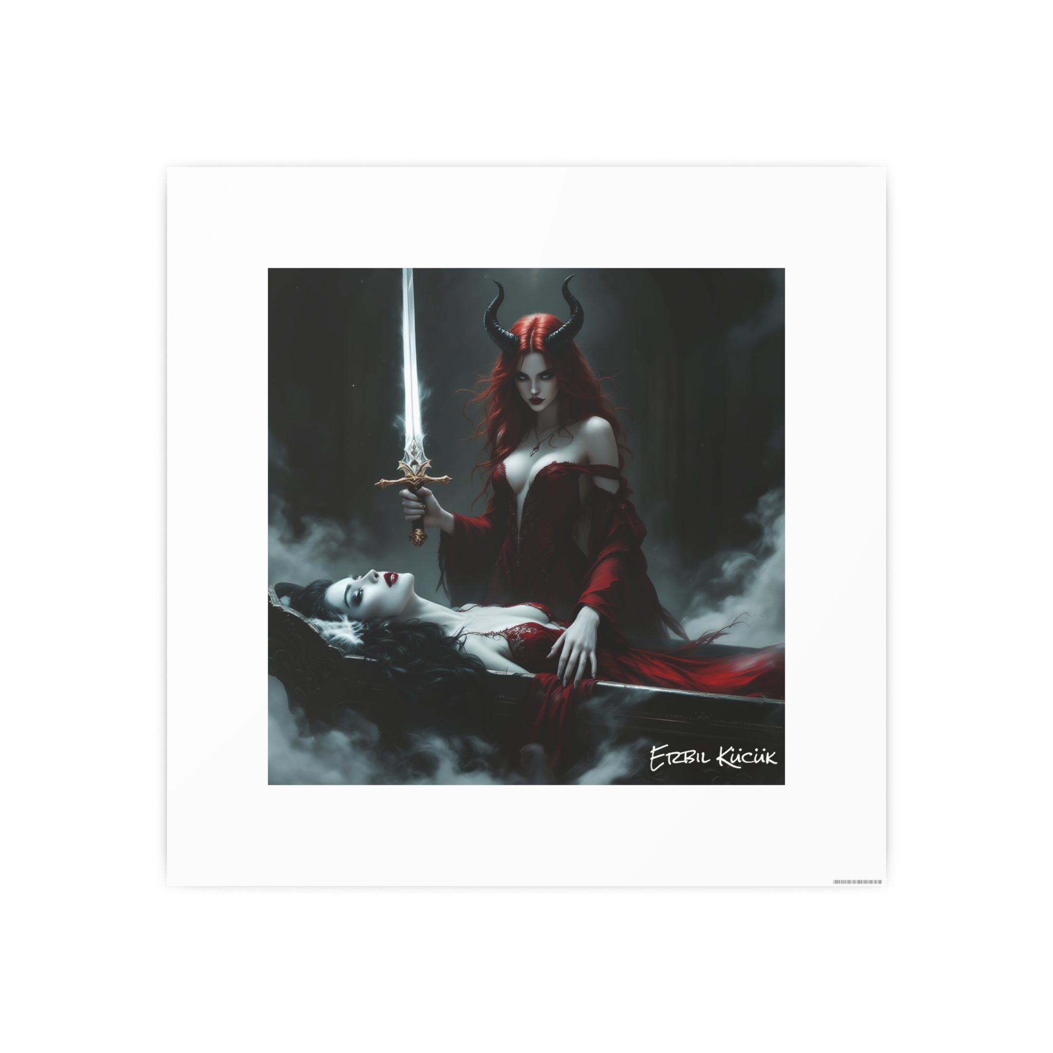 Dark Fantasy Art Poster — Demoness with Sword Photographic Print