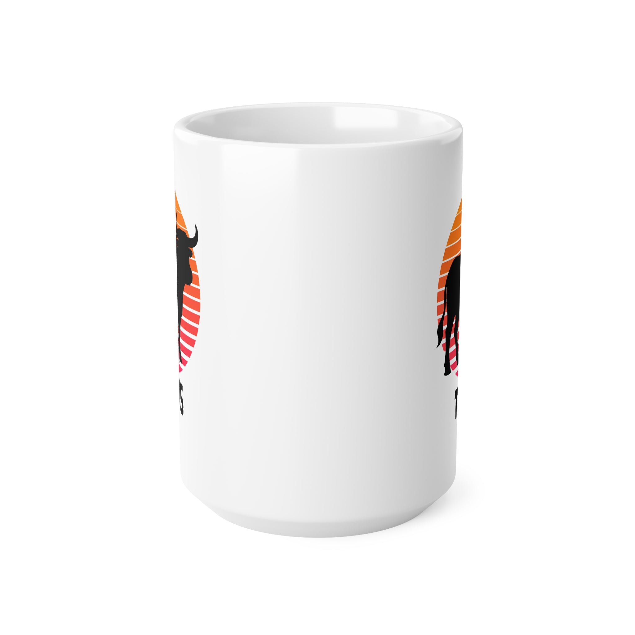 Tejas Bull Sunset Mug — Ceramic Coffee Cup (11oz, 15oz)