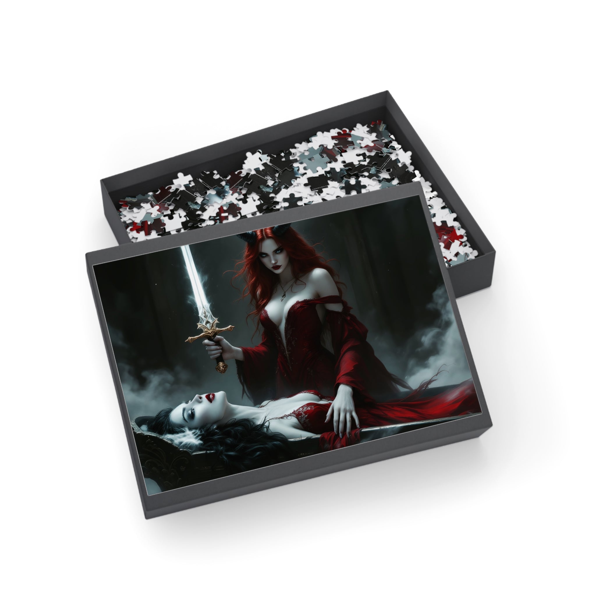 Dark Gothic Deviless Sword Puzzle – 500/1000-Piece Fantasy Jigsaw